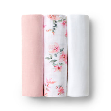 Large Organic Muslin Wraps 3 Pack - Milk/Camille/Fairytale | Snuggle Hunny