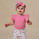 Candy Rib Short Sleeve Organic Bodysuit with Frill - Thumbnail 1