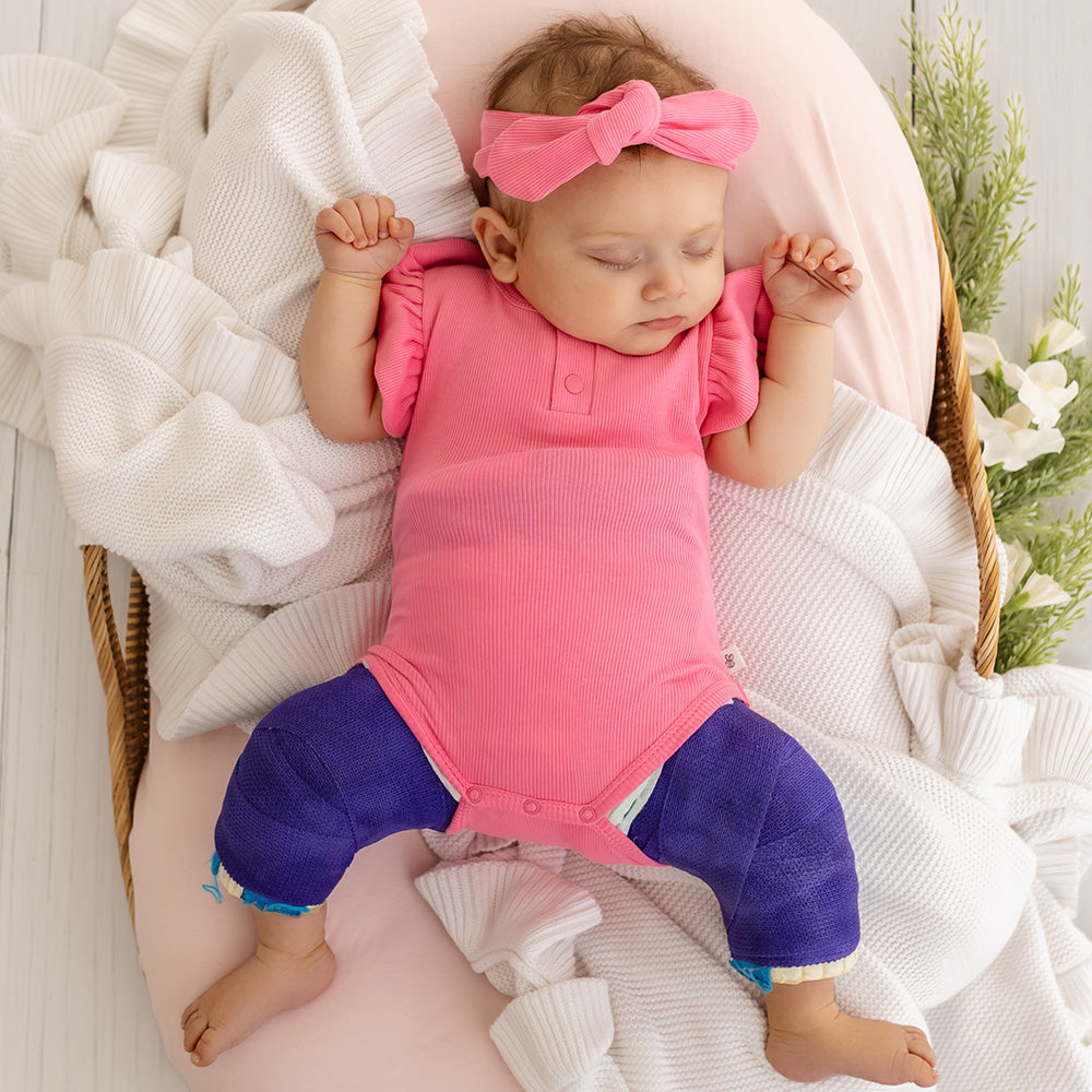 Candy Rib Short Sleeve Organic Bodysuit with Frill - View 3