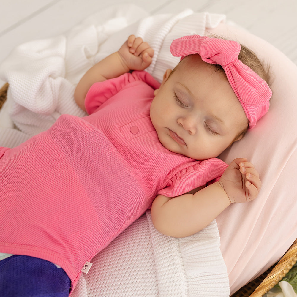 Candy Rib Short Sleeve Organic Bodysuit with Frill - View 7