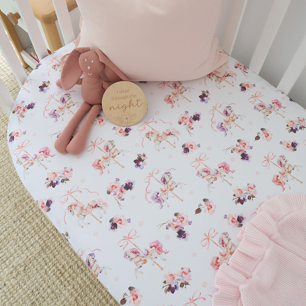Carousel Organic Fitted Cot Sheet - View 4