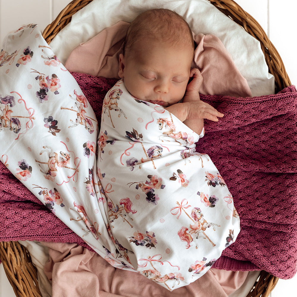 Carousel Organic Jersey Wrap & Topknot Set - View 4