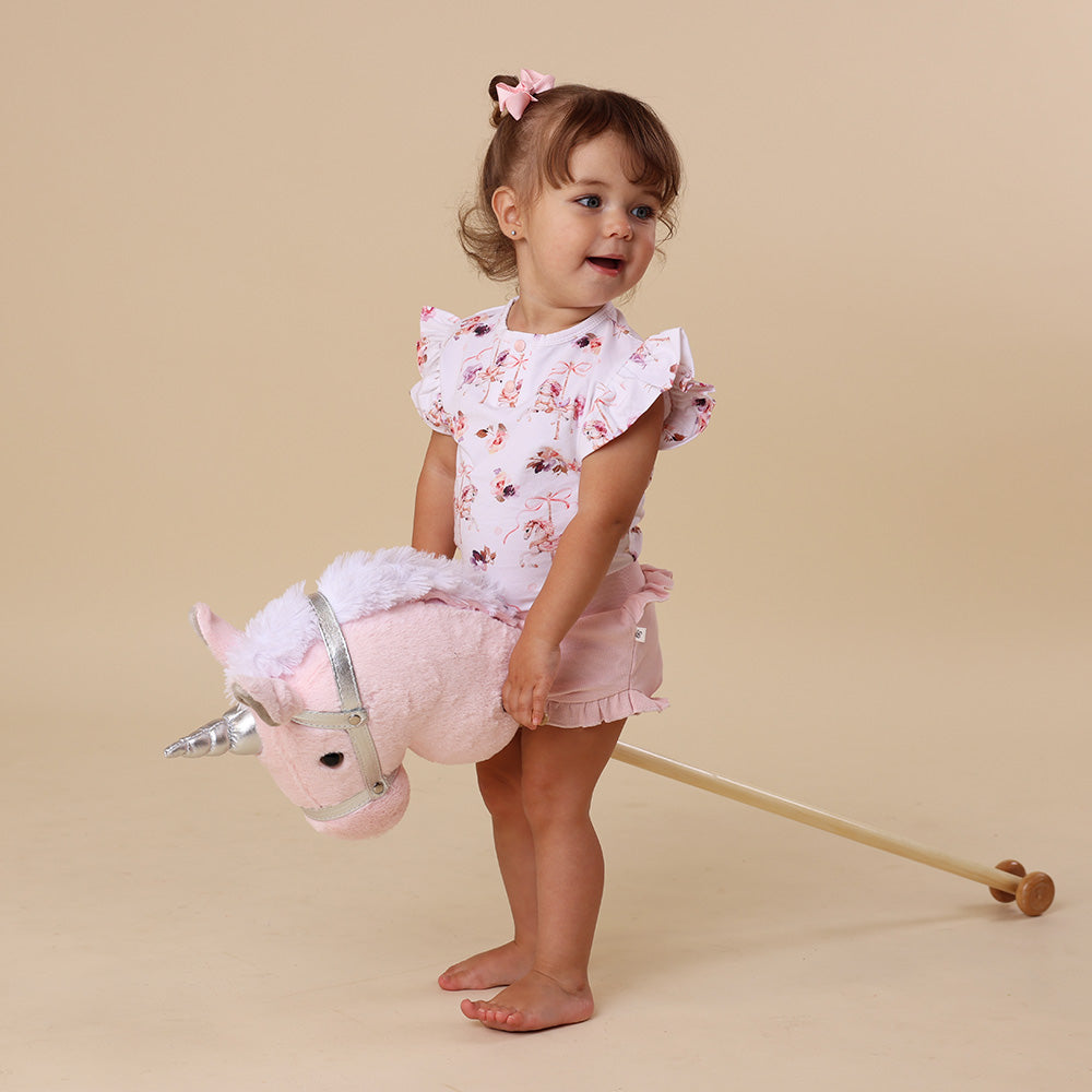 Carousel Short Sleeve Organic Bodysuit with Frill - View 14