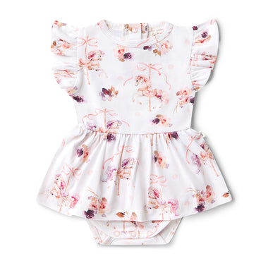 Carousel Short Sleeve Organic Dress | Snuggle Hunny