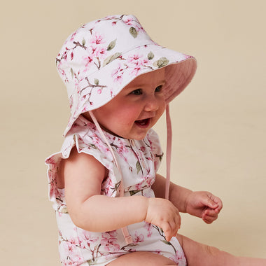 Cherry Blossom Reversible Cotton Bucket Hat | Snuggle Hunny
