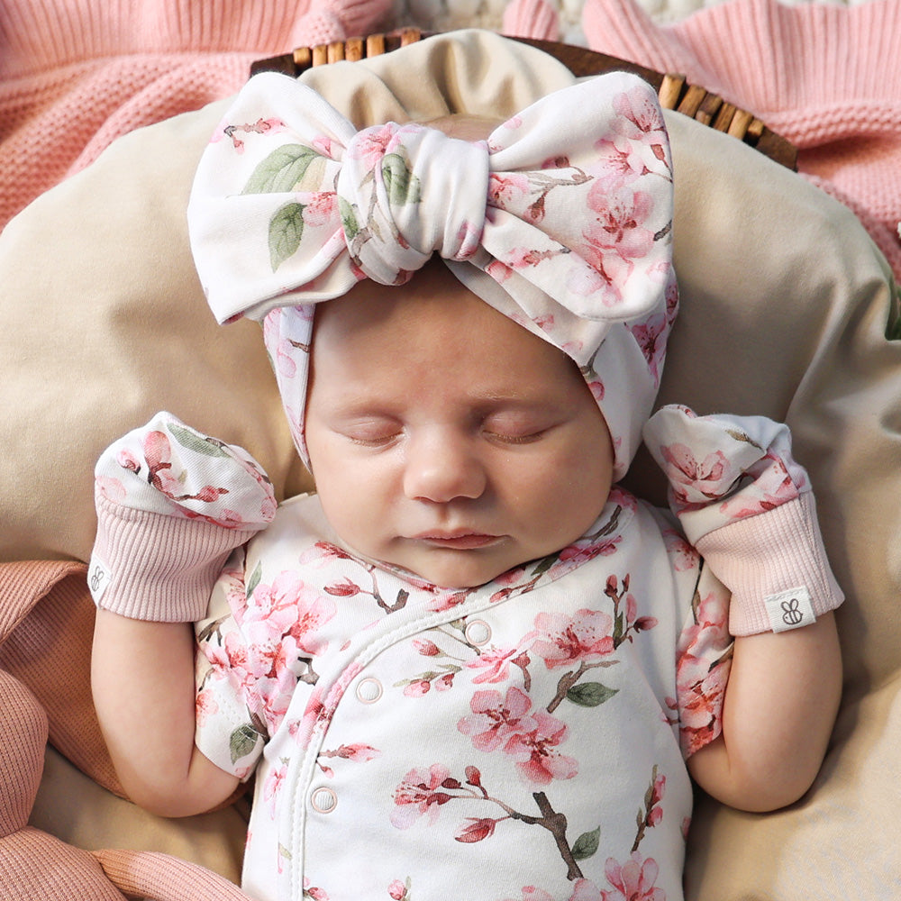 Cherry Blossom Organic Cotton Mittens - View 2