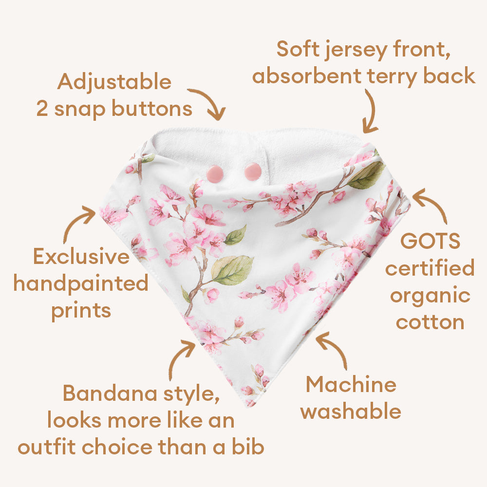 Cherry Blossom Organic Dribble Bib - View 4