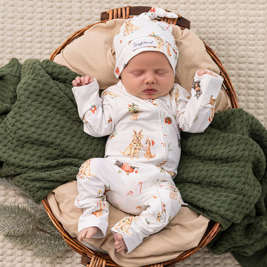 Christmas Pups Organic Snugglesuit Convertible Romper | Snuggle Hunny