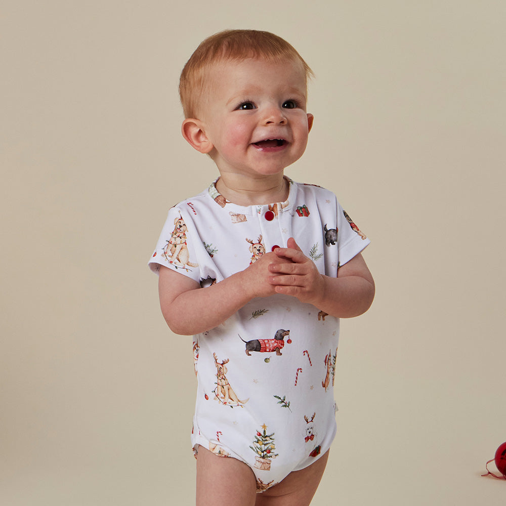 Christmas Pups Short Sleeve Organic Bodysuit - View 9