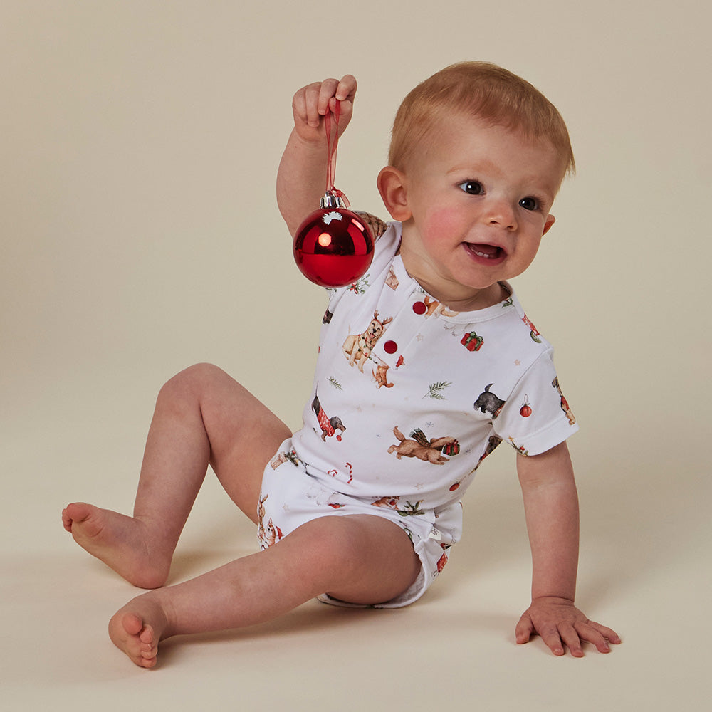 Christmas Pups Short Sleeve Organic Bodysuit - View 2