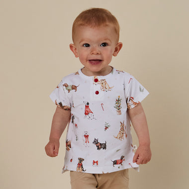 Christmas Pups Organic Short Sleeve Top | Snuggle Hunny