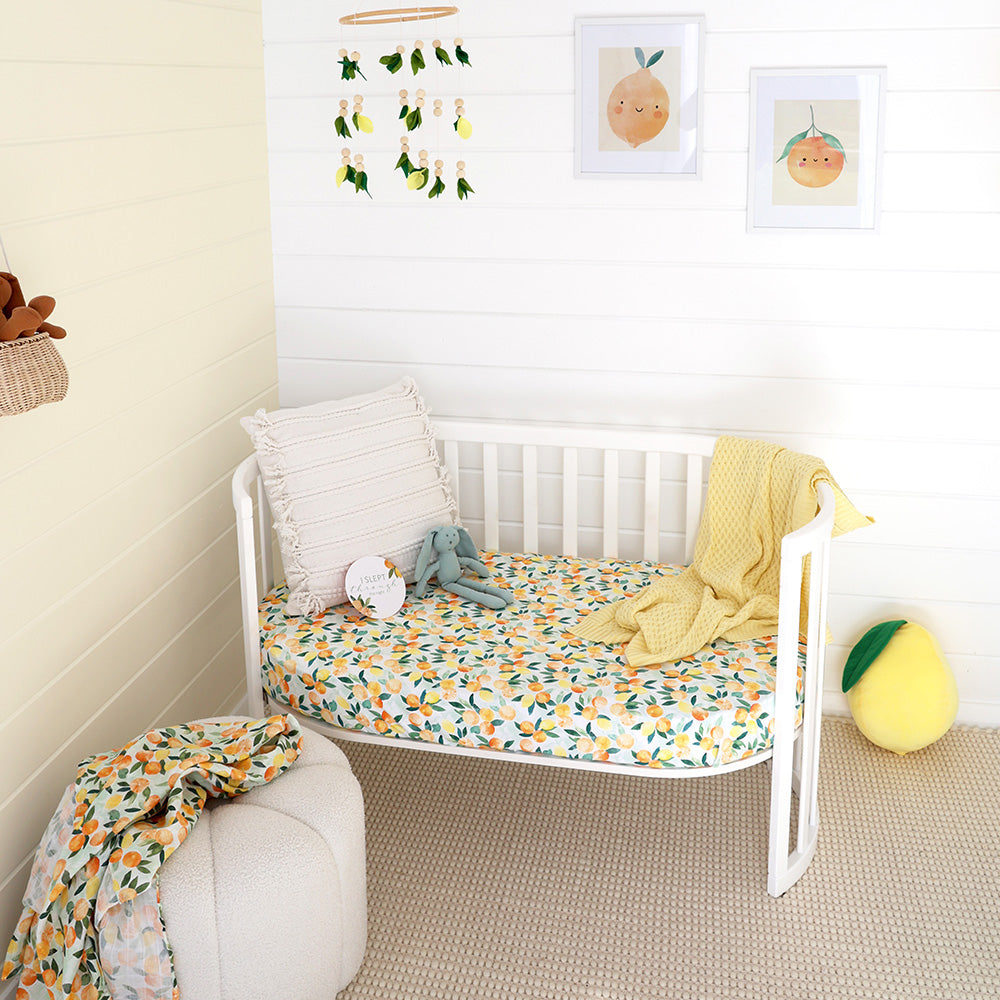 Citrus Squeeze Organic Fitted Cot Sheet - View 3