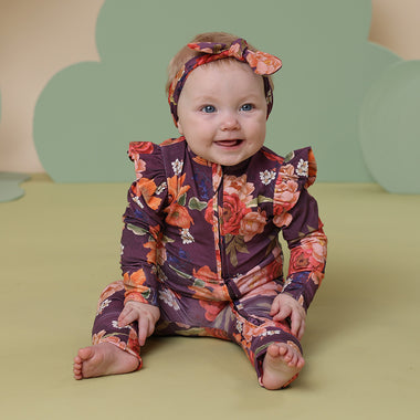 Sienna Organic Snugglesuit Convertible Romper with Frill | Snuggle Hunny