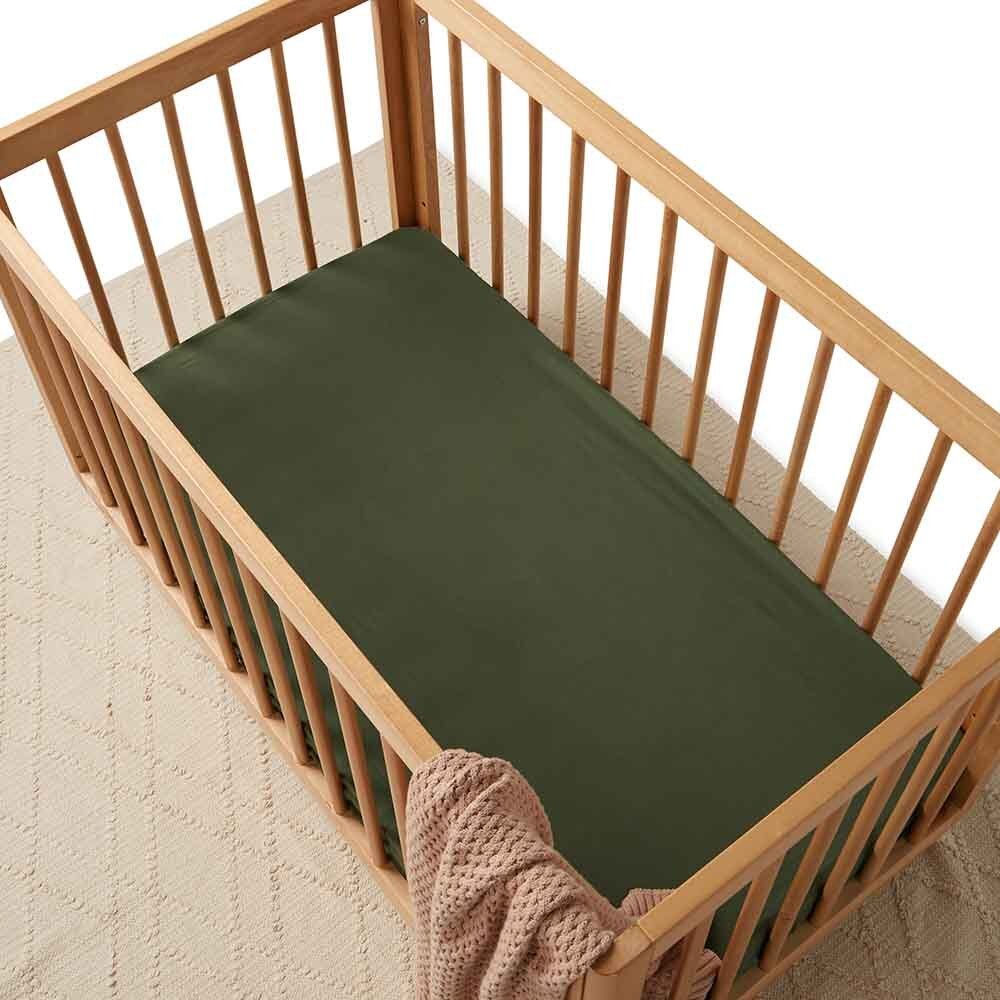 Olive Organic Fitted Cot Sheet - View 3