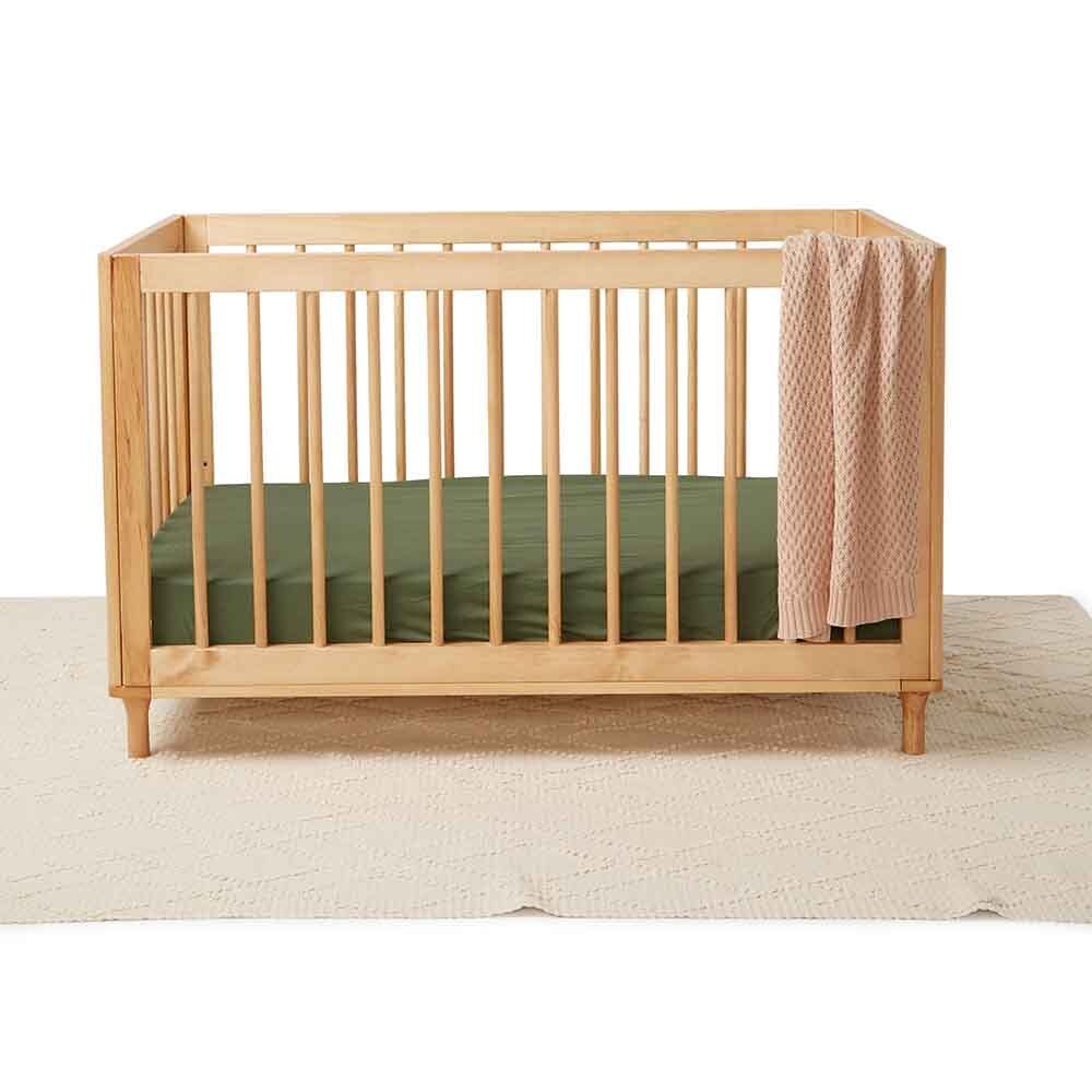 Olive Organic Fitted Cot Sheet - View 4