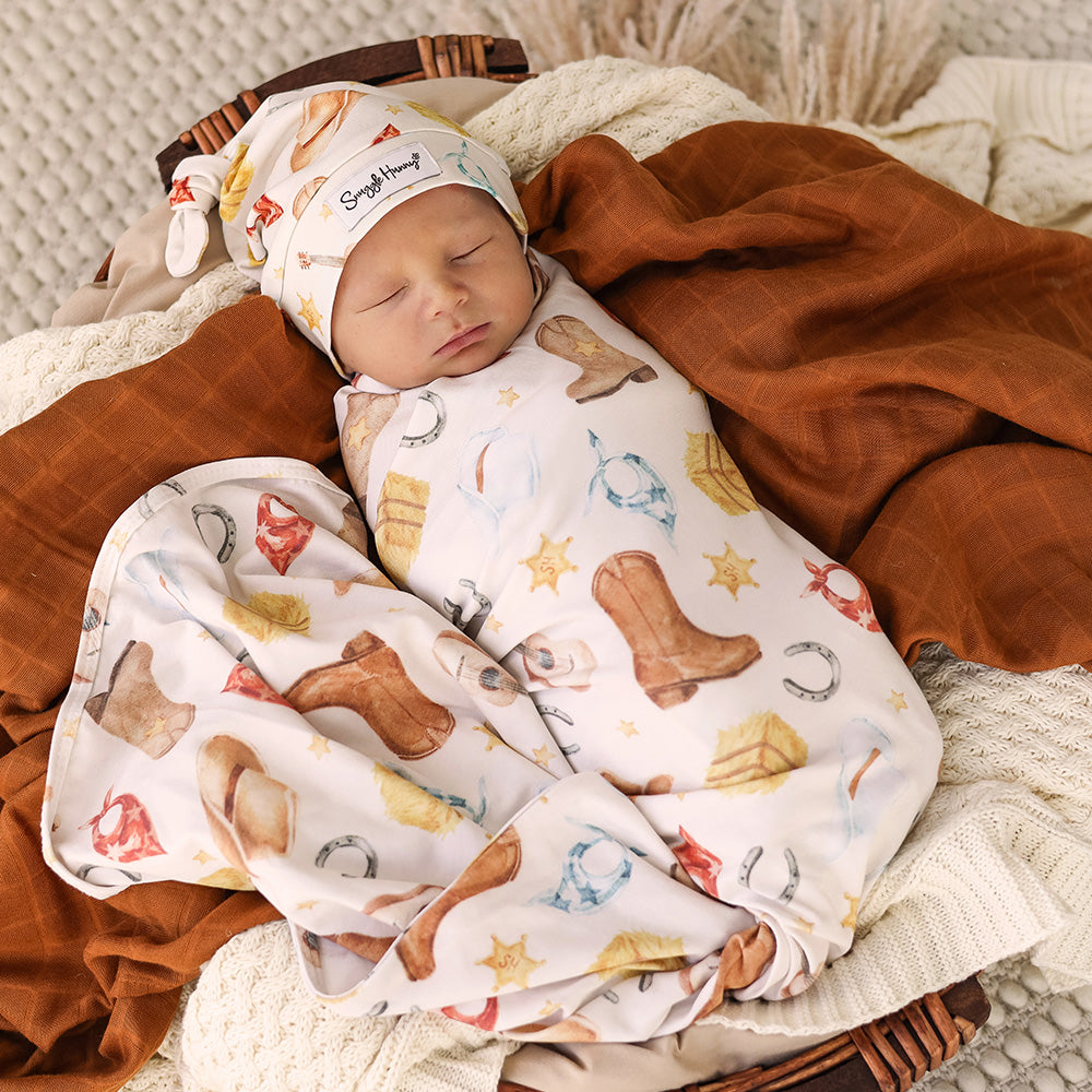 Cowboys Organic Jersey Wrap & Beanie Set - View 3