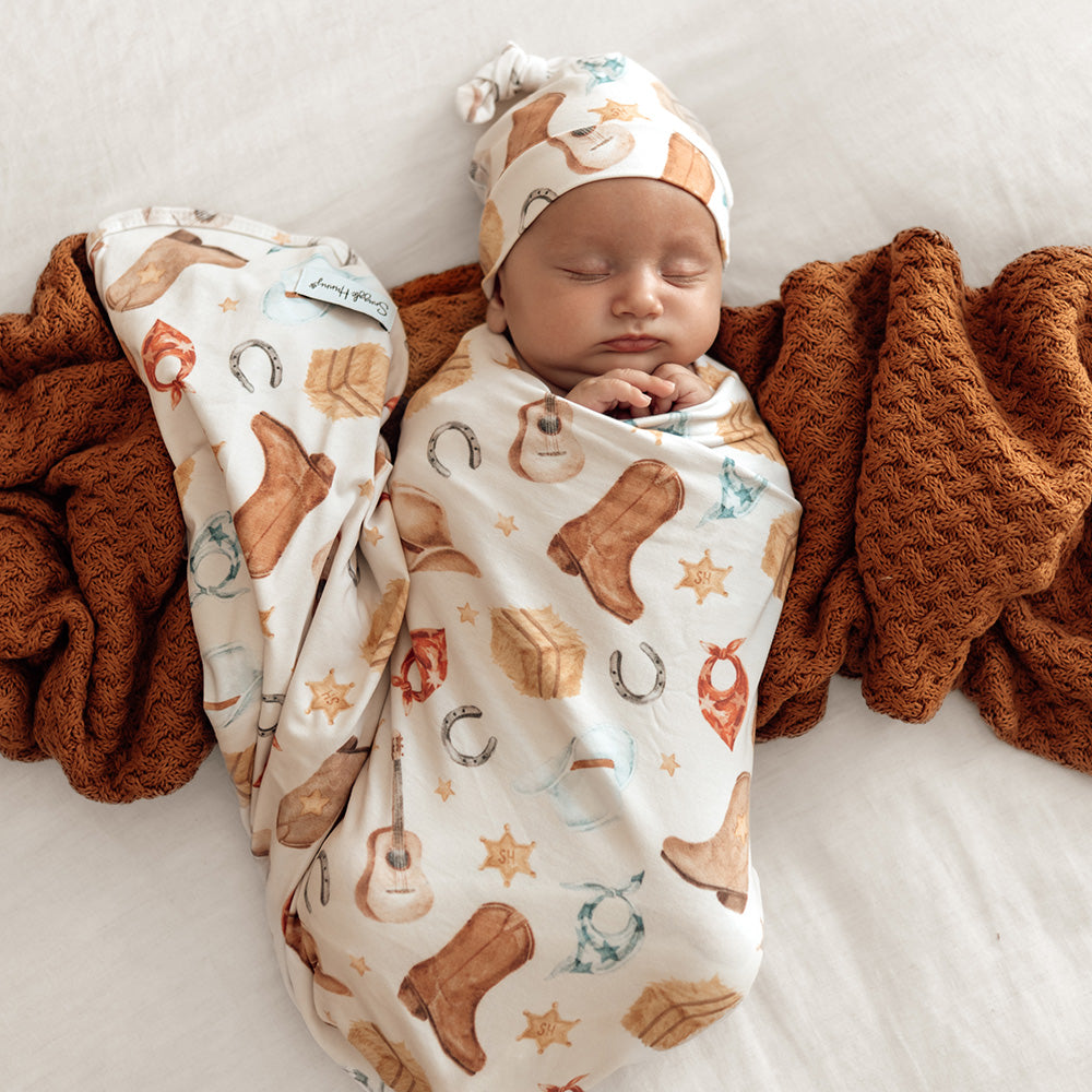 Cowboys Organic Jersey Wrap & Beanie Set - View 6