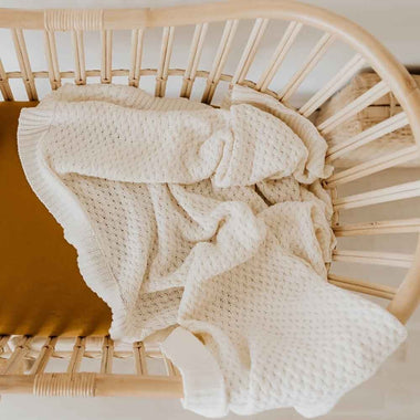Cream Diamond Knit Organic Baby Blanket-Snuggle Hunny