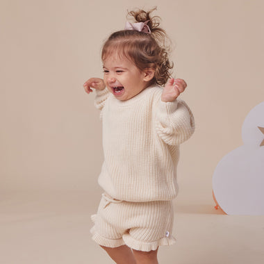 Cream Oversized Cotton Knit Jumper | Snuggle Hunny