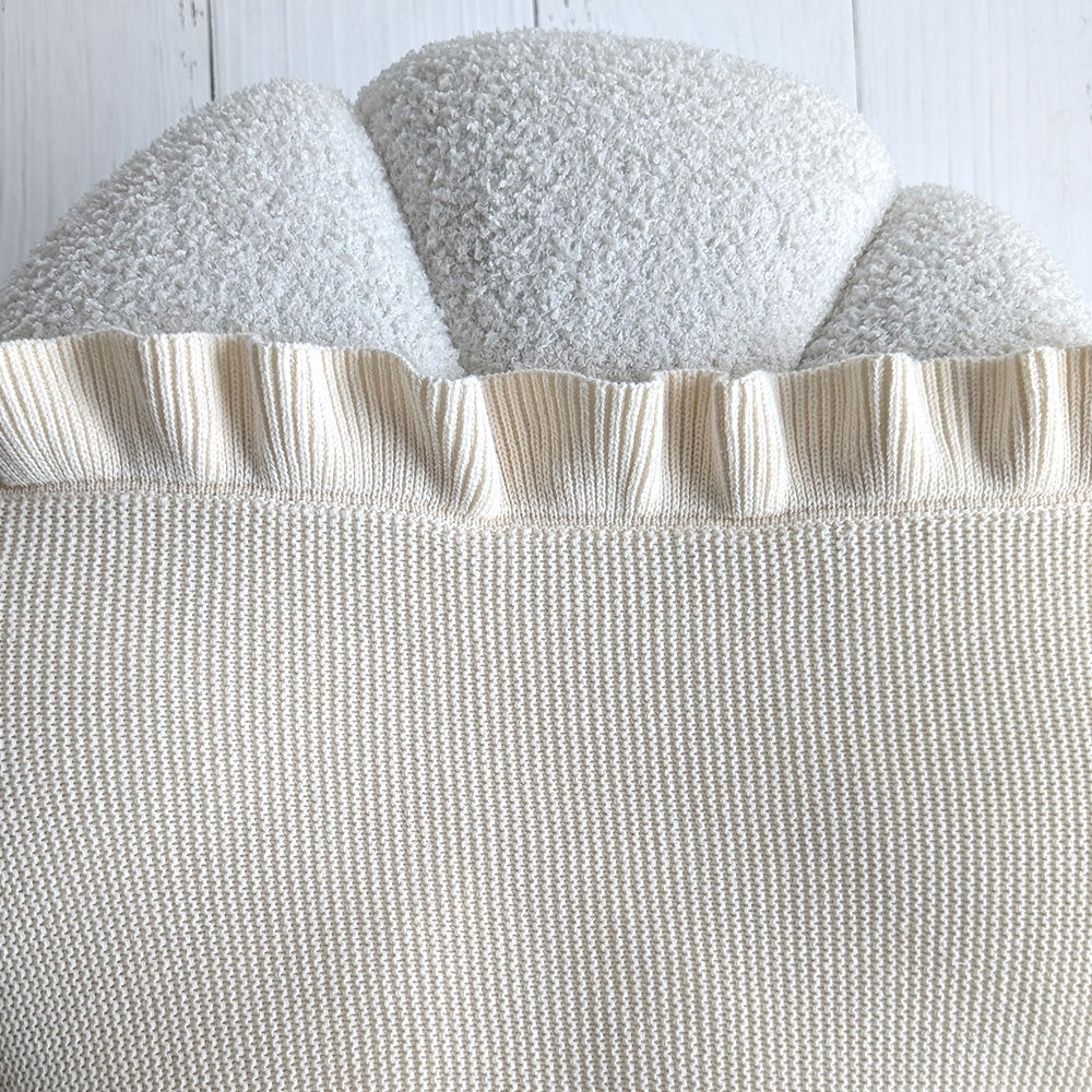 Cream Ruffle Knit Organic Baby Blanket - View 8