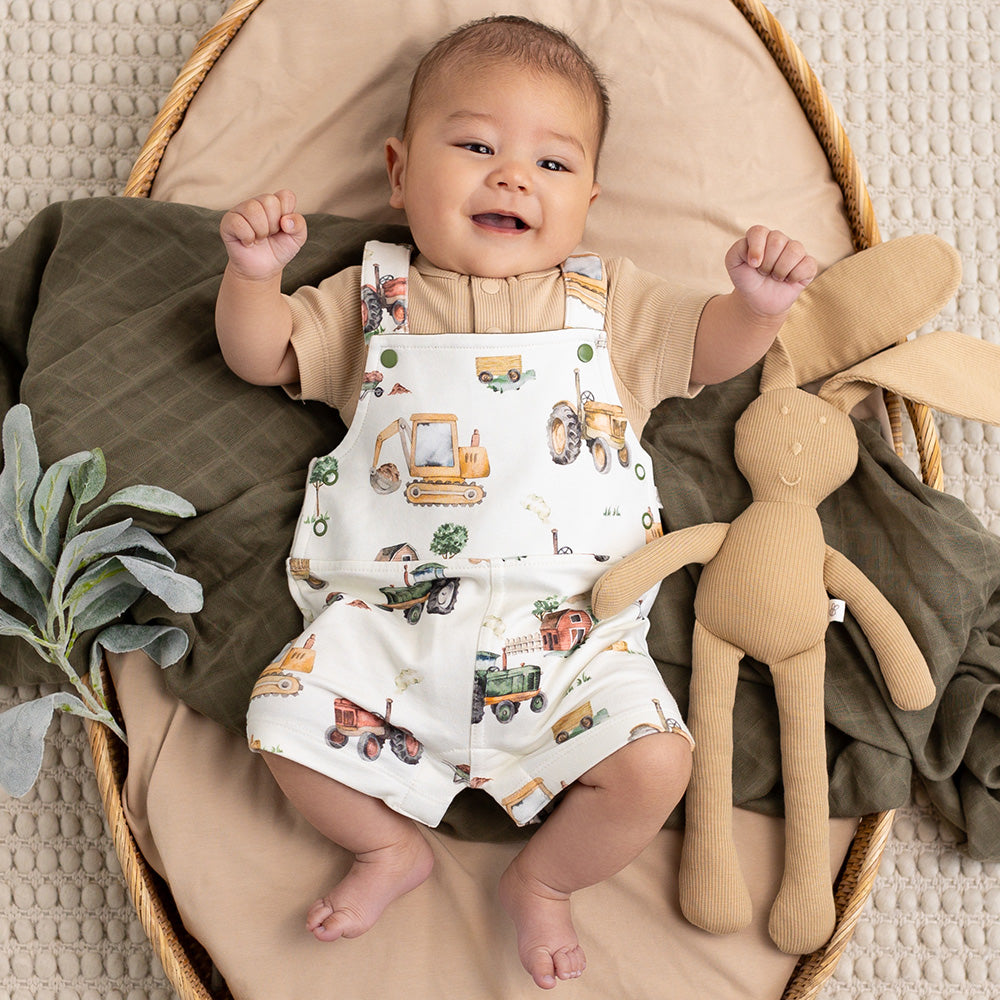 Diggers & Tractors Organic Snuggle Overall Shorts - View 1