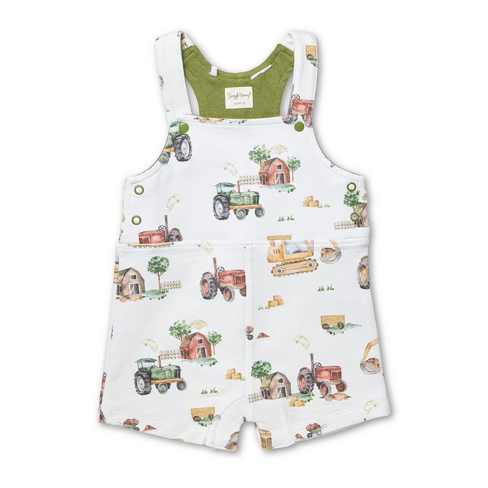 Diggers & Tractors Organic Snuggle Overall Shorts - View 2