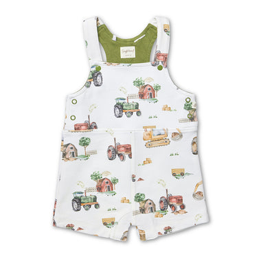 Diggers & Tractors Organic Snuggle Overall Shorts | Snuggle Hunny