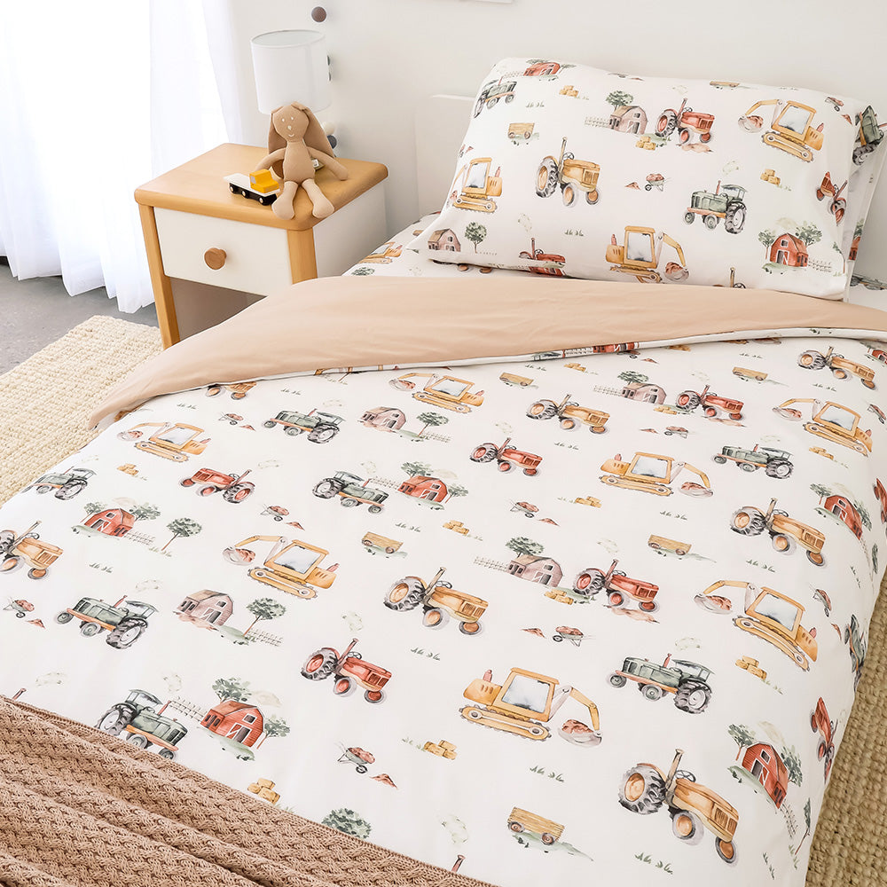 Diggers & Tractors Organic Cotton Quilt Cover - View 6
