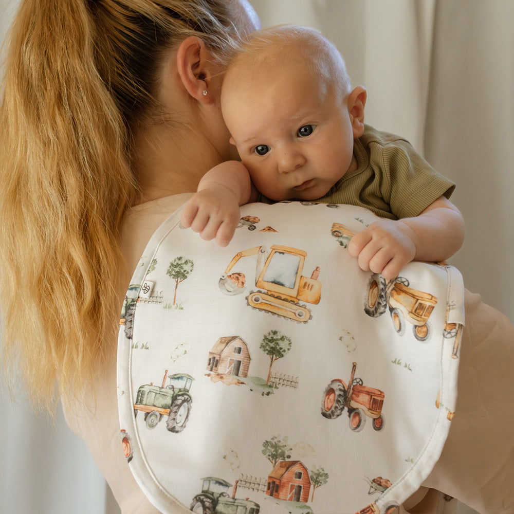 Diggers & Tractors Organic Cotton Burp Cloth - View 1