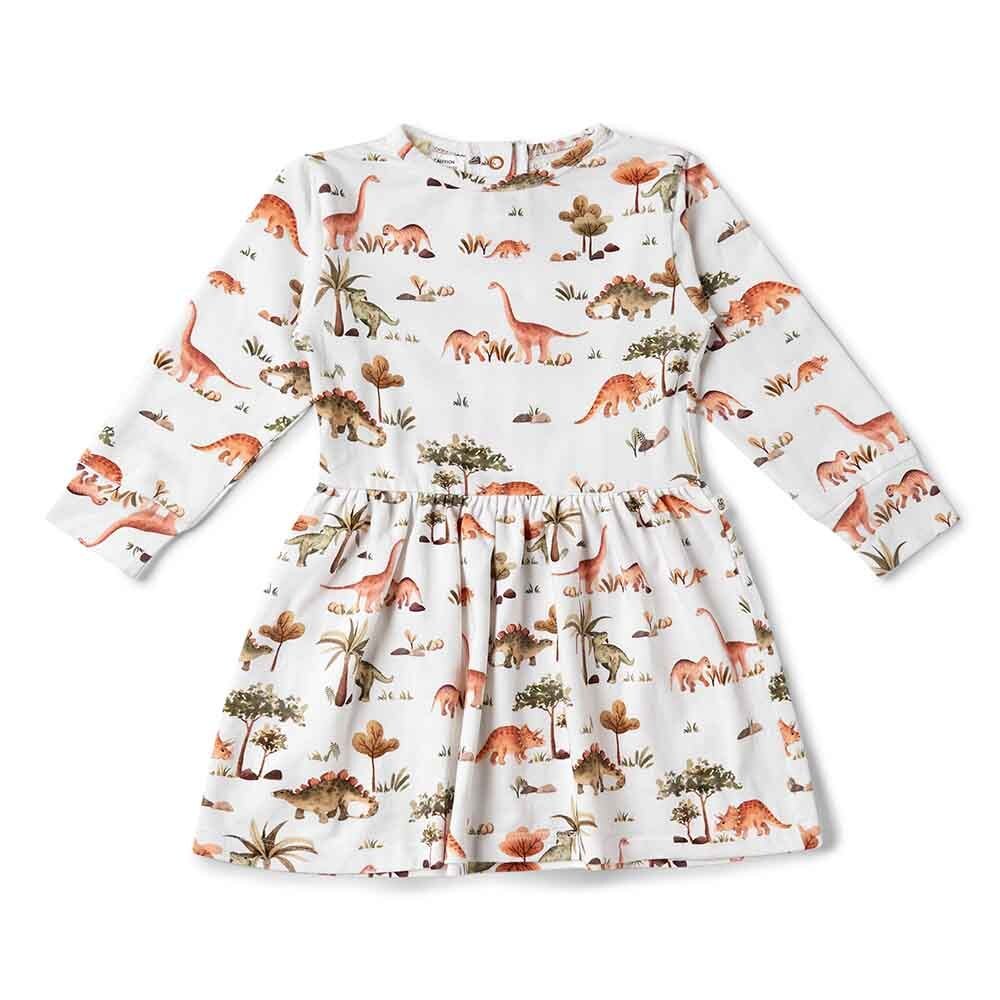 Dino Long Sleeve Organic Dress - View 4