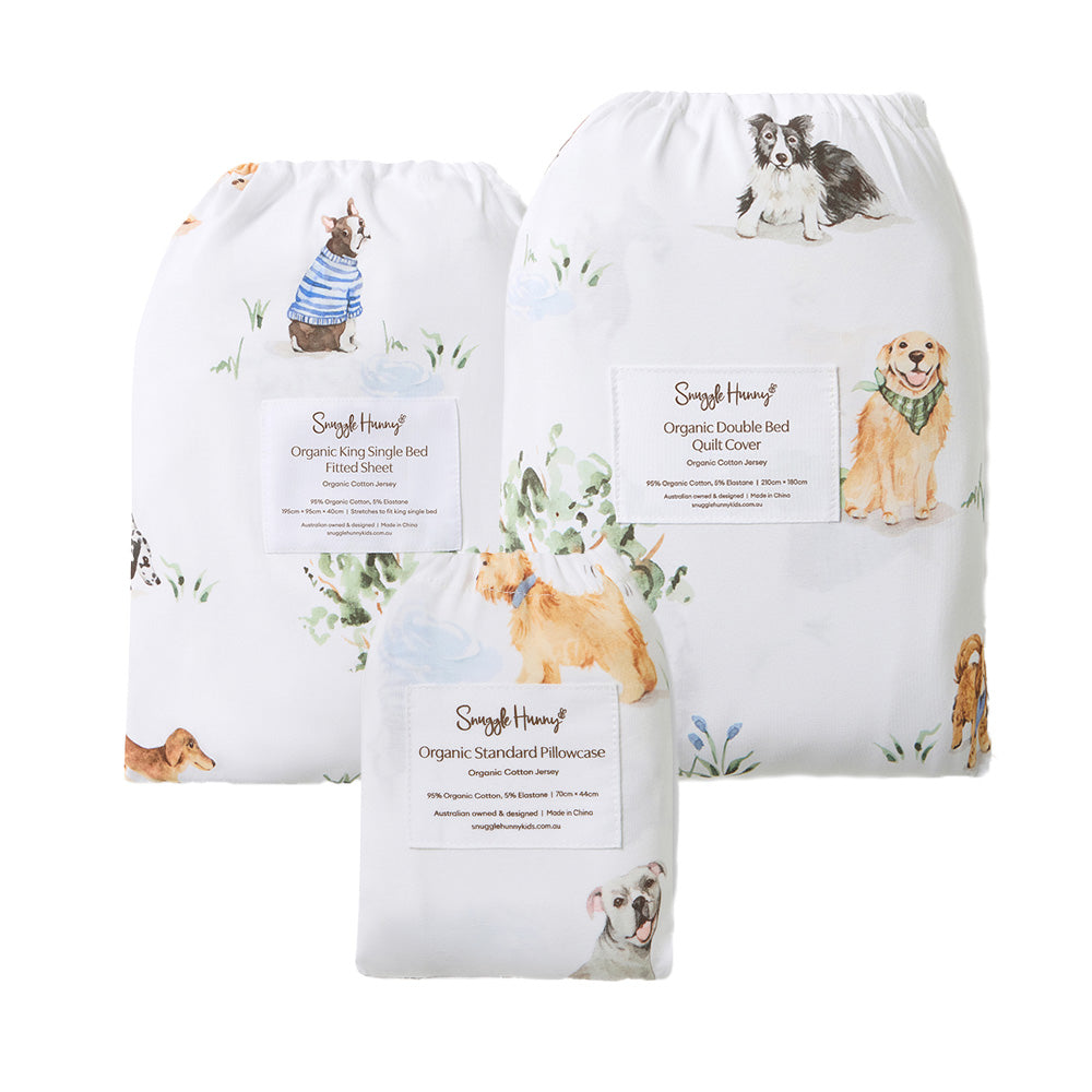 Bundle - Dog Park King Single Bedding - 1 x Sheet + 1 x Quilt Cover + 1 x Pillowcase - View 1