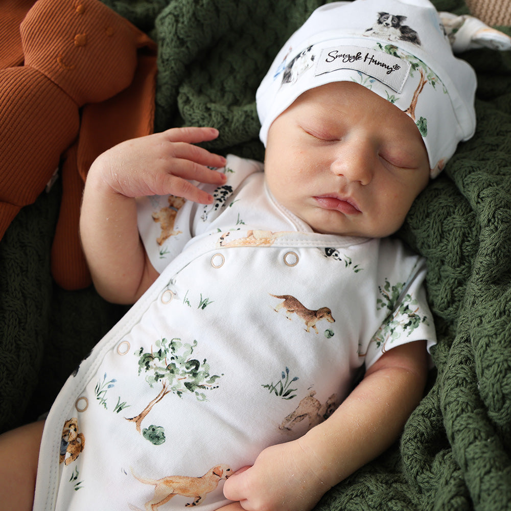 Dog Park Short Sleeve Organic Kimono Bodysuit - View 3