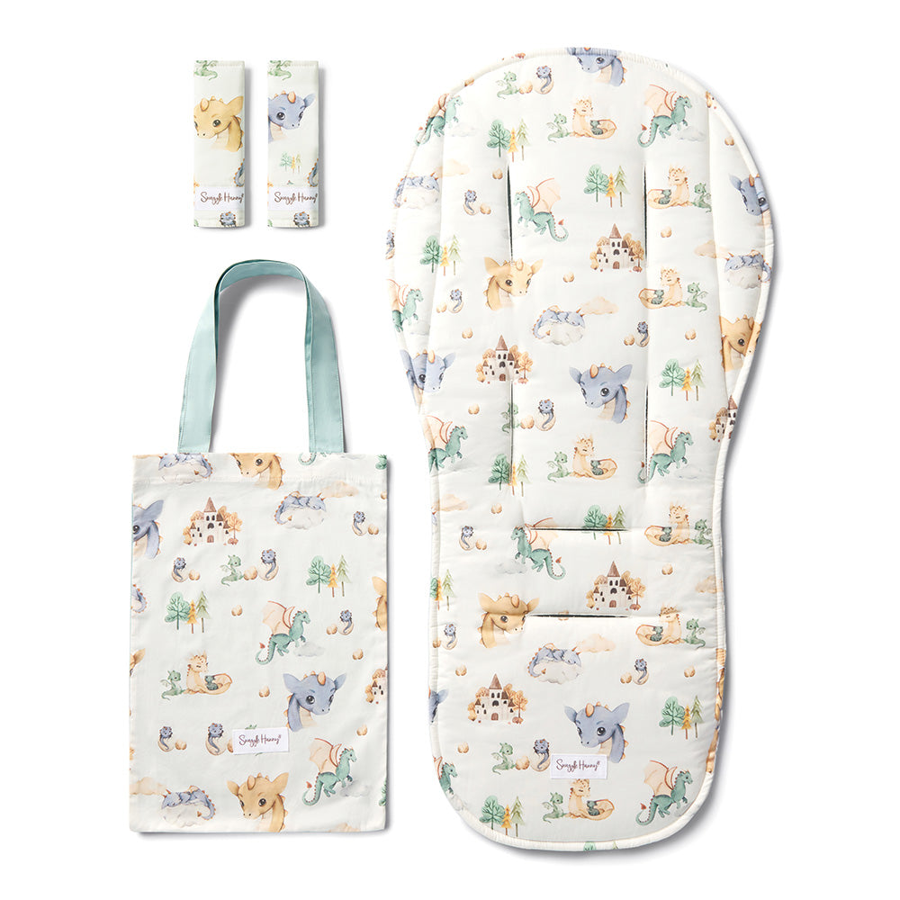 Bundle - Dragon Pram Liner & Strap Cover Set - View 1