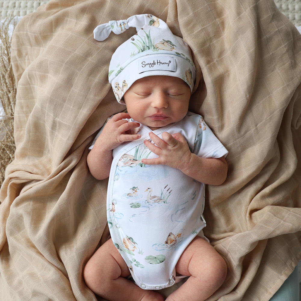 Duck Pond Short Sleeve Organic Kimono Bodysuit - View 4