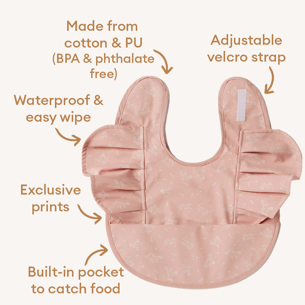 Dusty Rose Flower Frill Snuggle Bib - View 4