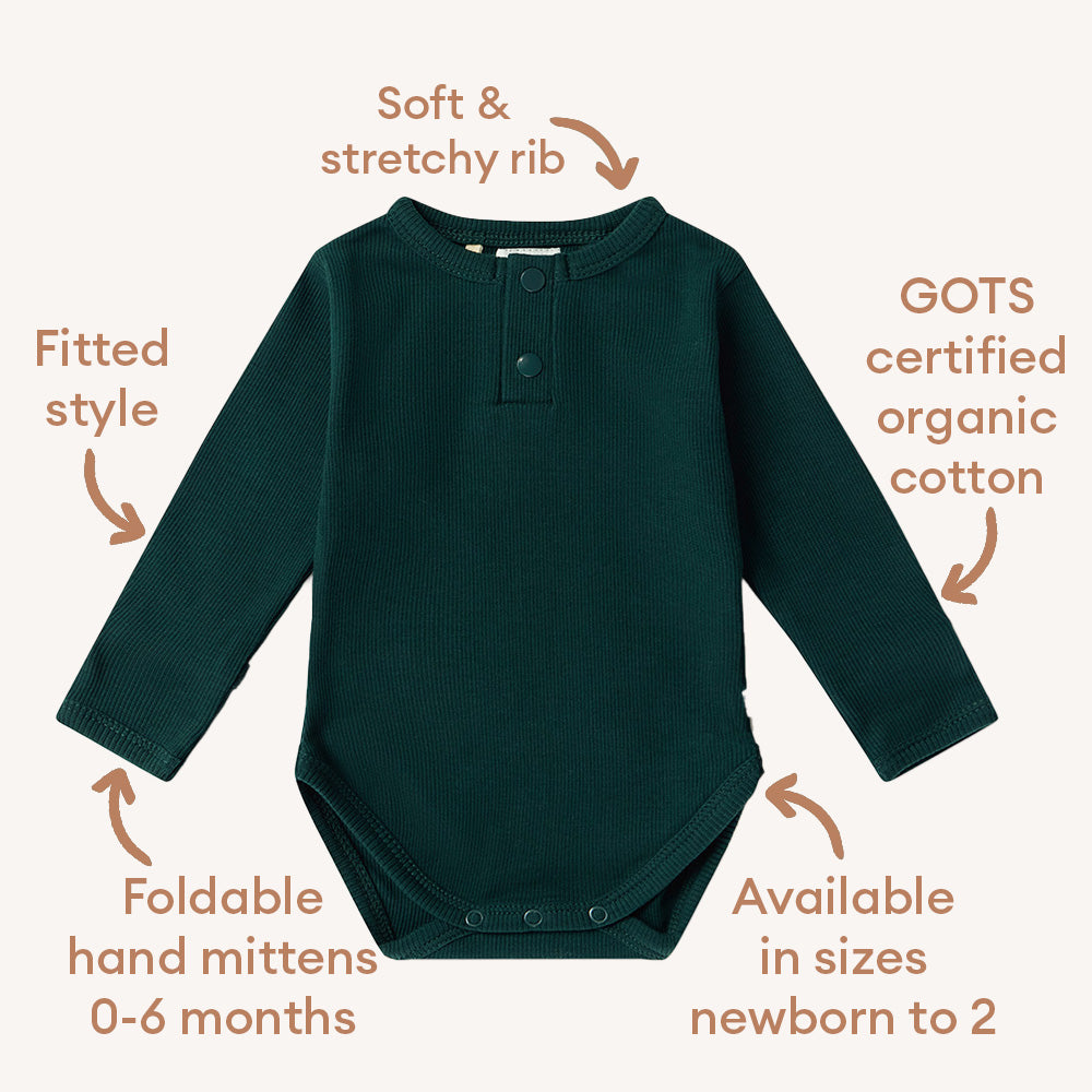 Emerald Long Sleeve Organic Bodysuit - View 7