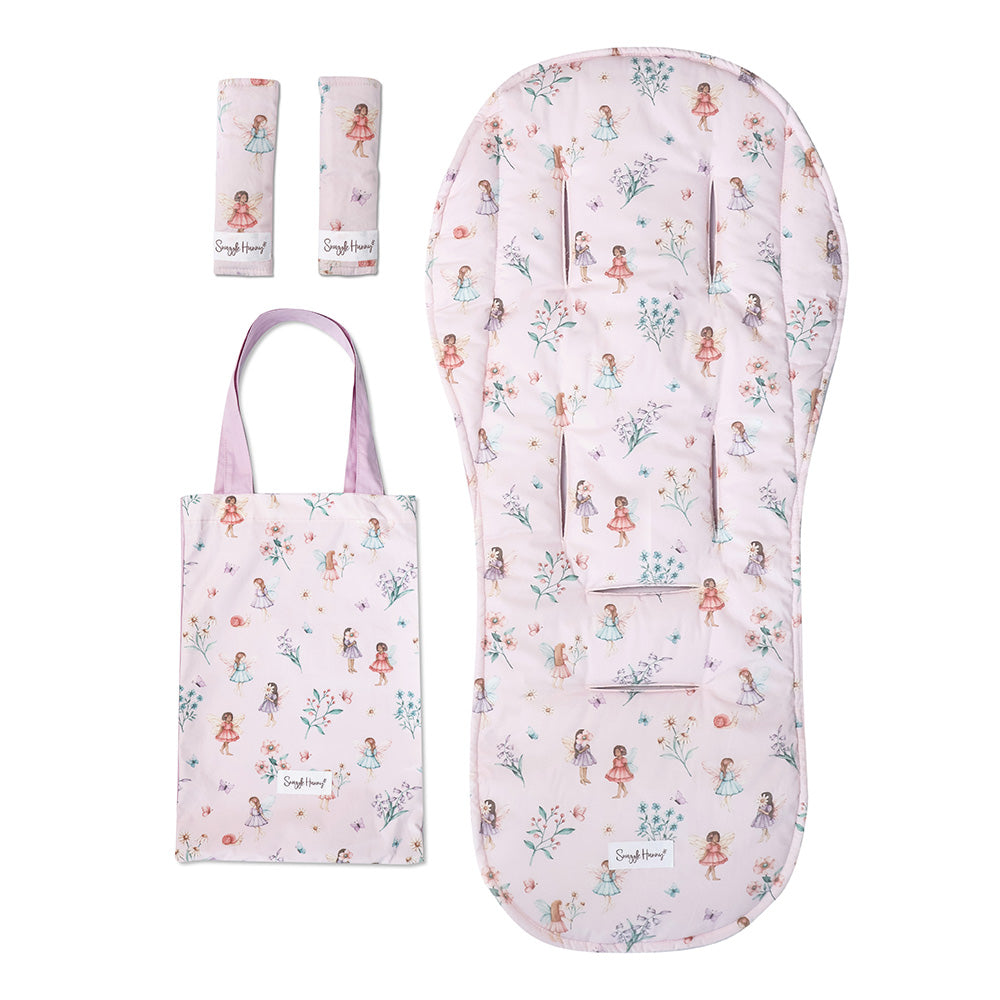 Bundle - Fairy Dust Pram Liner & Strap Cover Set - View 1
