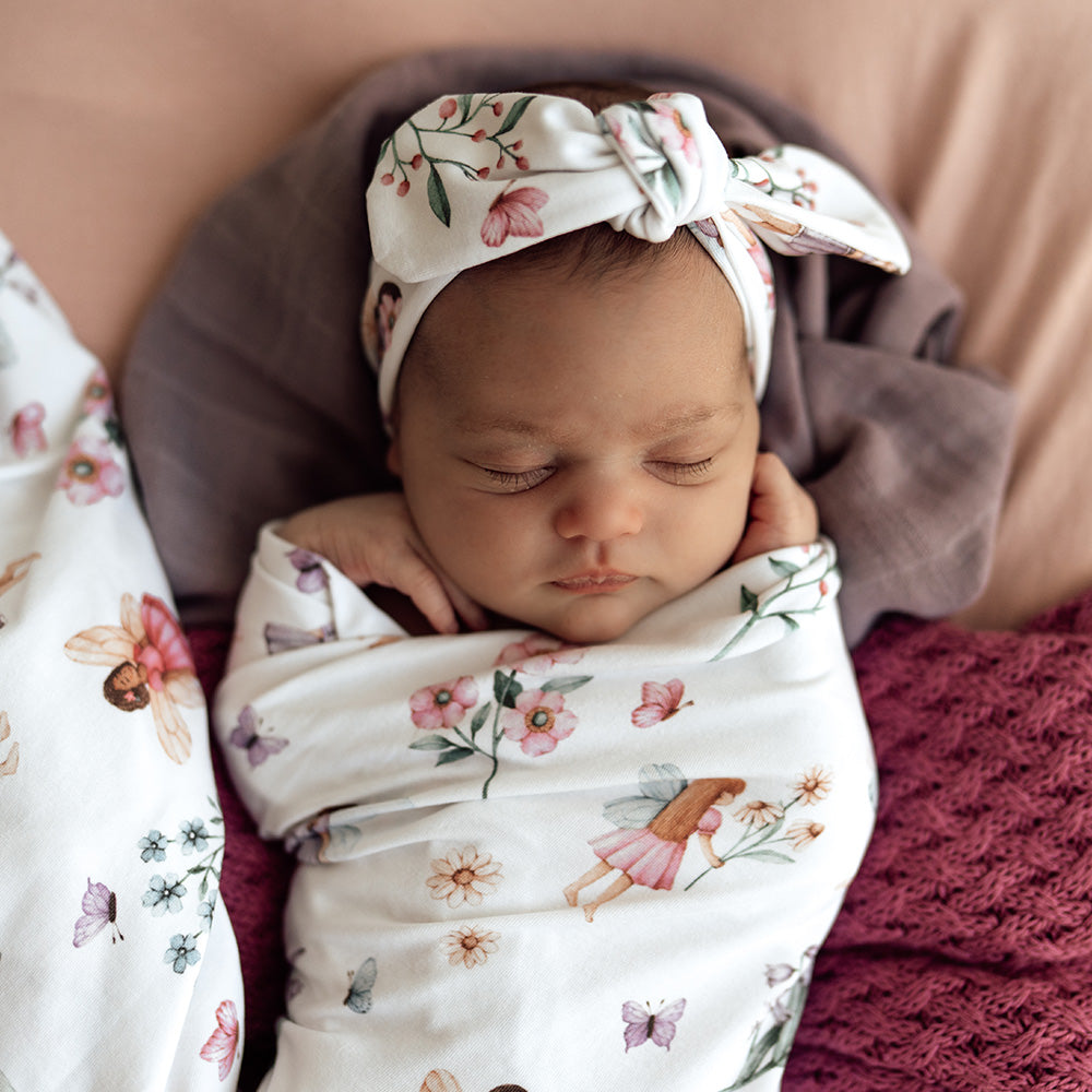 Fairy Garden Organic Jersey Wrap & Topknot Set - View 9