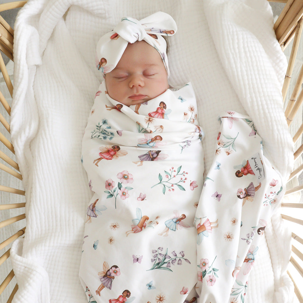 Fairy Garden Organic Jersey Wrap & Topknot Set - View 3
