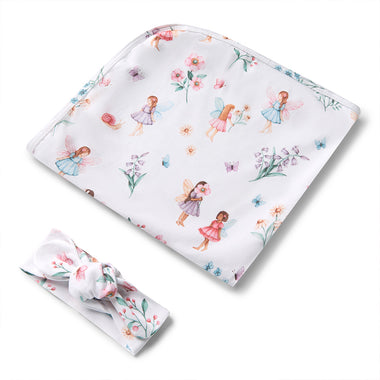 Fairy Garden Organic Jersey Wrap & Topknot Set | Snuggle Hunny