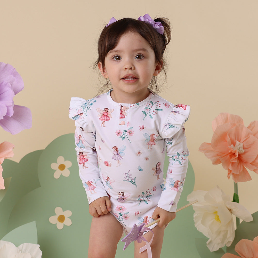Fairy Garden Long Sleeve Organic Bodysuit with Frill - View 15
