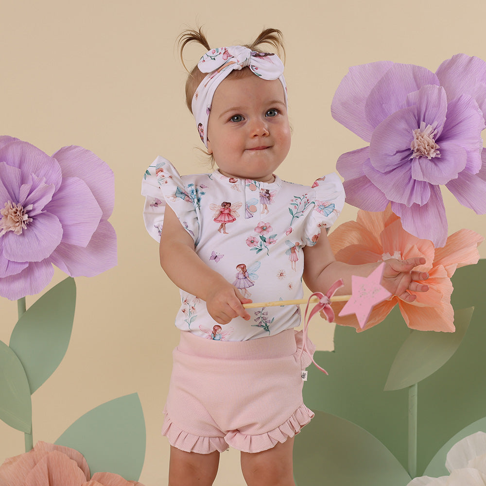 Fairy Garden Short Sleeve Organic Bodysuit with Frill - View 10