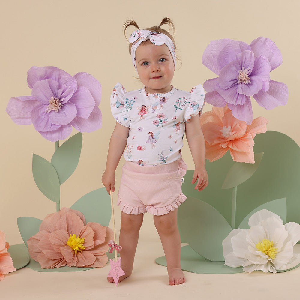Fairy Garden Short Sleeve Organic Bodysuit with Frill - View 4