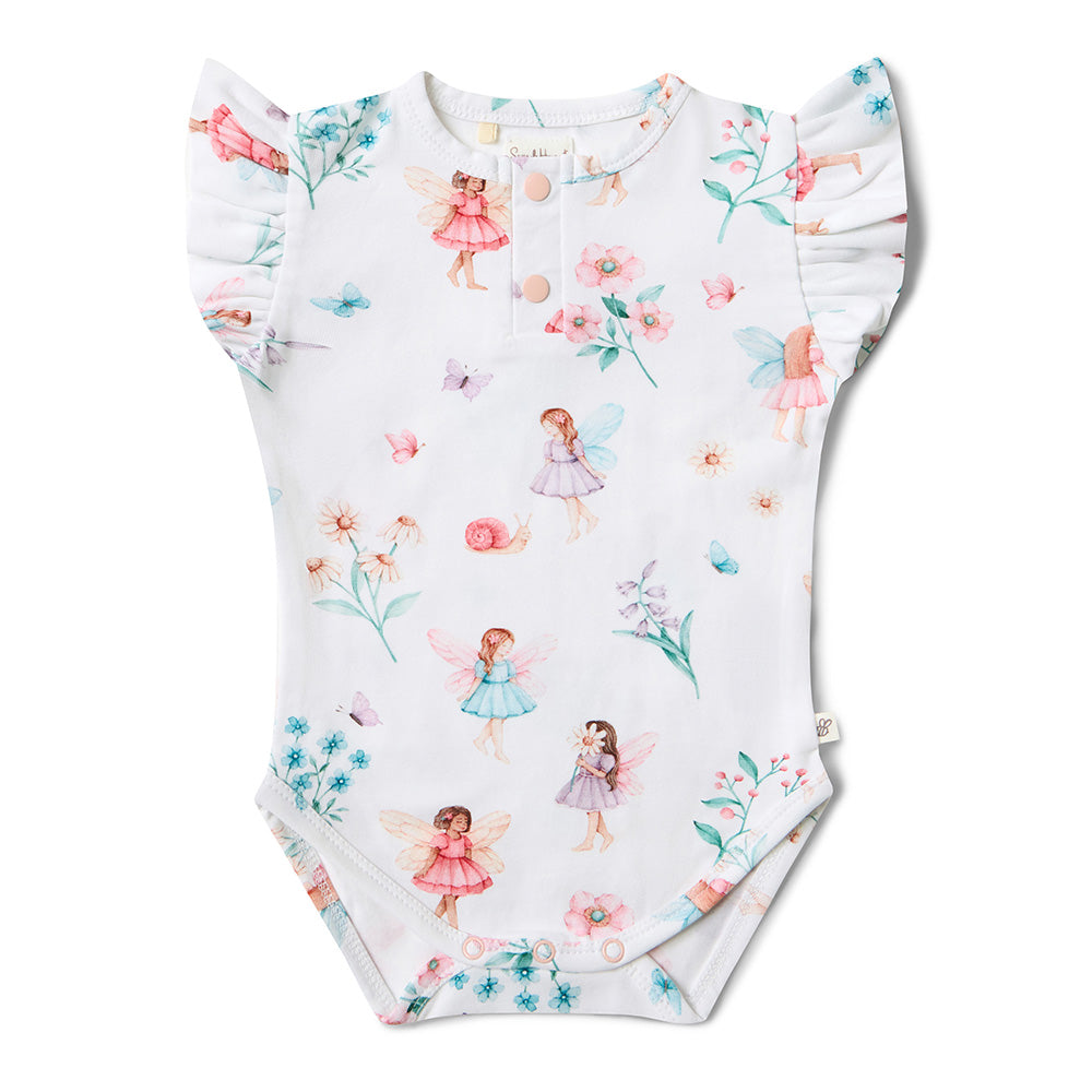Fairy Garden Short Sleeve Organic Bodysuit with Frill - View 2