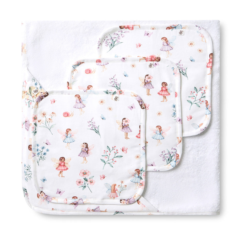 Fairy Garden Organic Baby Towel & Wash Cloth Set - View 1