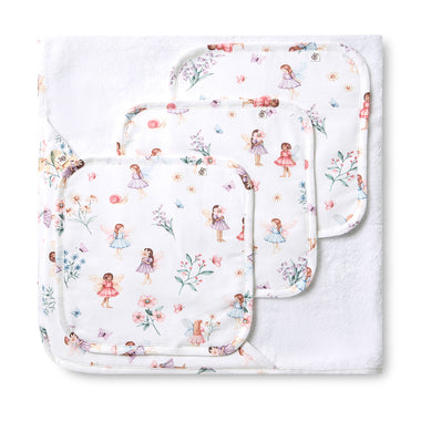 Fairy Garden Organic Baby Towel & Wash Cloth Set | Snuggle Hunny