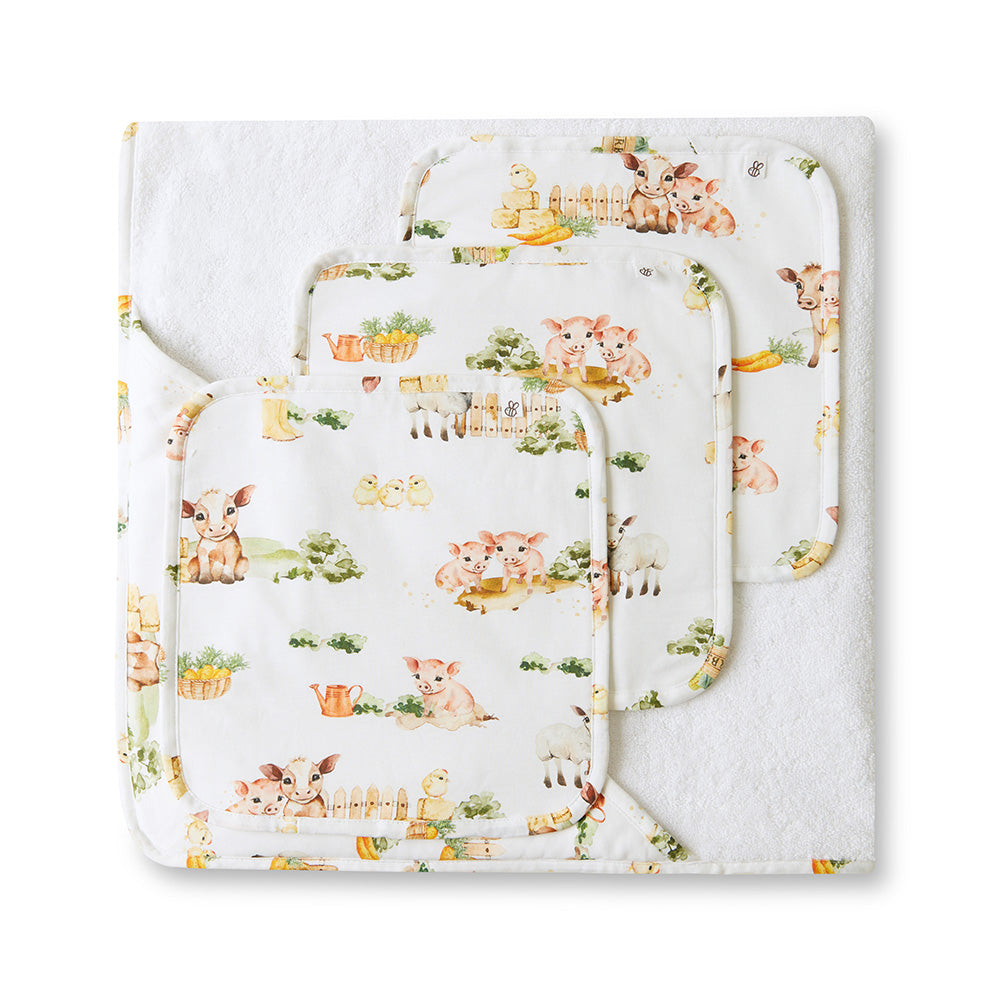 Farm Organic Baby Towel & Wash Cloth Set - View 1