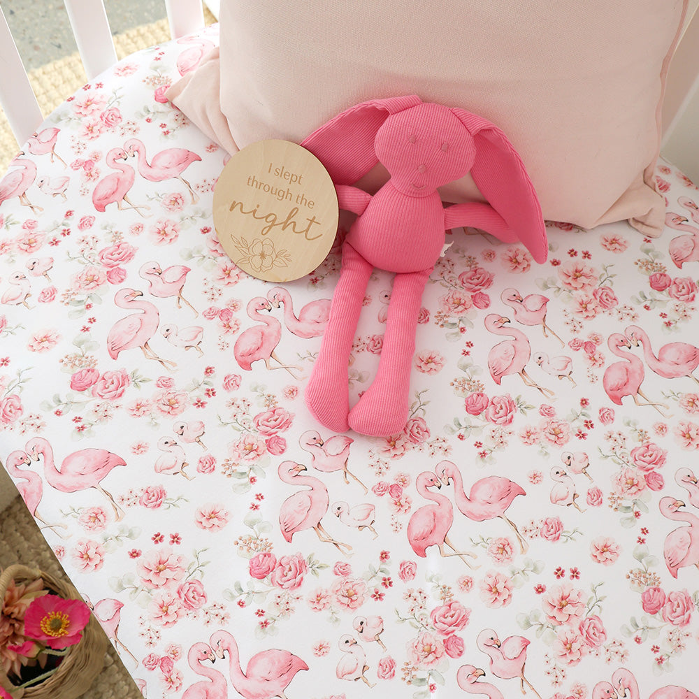 Flamingos Organic Fitted Cot Sheet - View 5