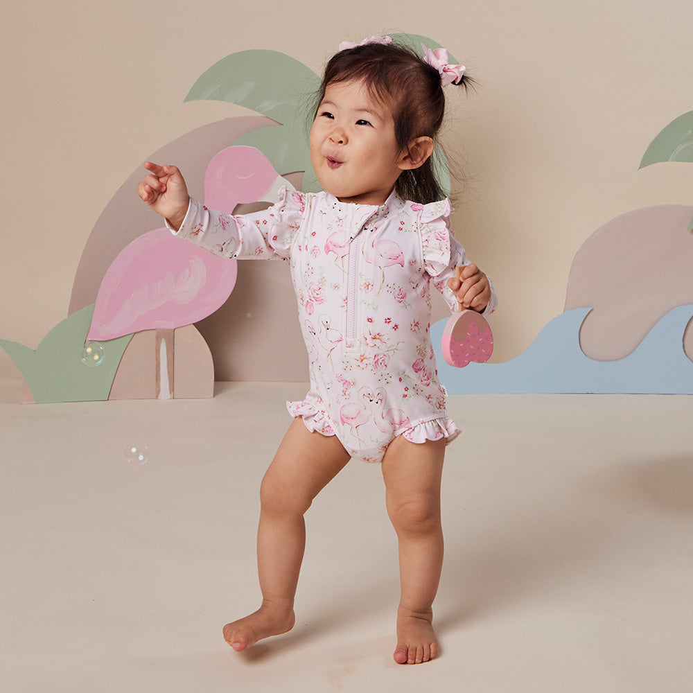 Flamingos Frill Swimsuit - View 1