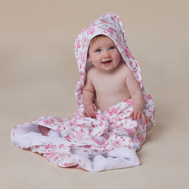 Flamingos Organic Hooded Baby Towel | Snuggle Hunny